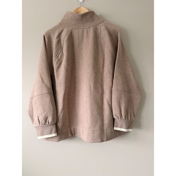 T by Talbots Plus Size 2X Taupe Quarter Zip Pullover Sweatshirt - Picture 6 of 6